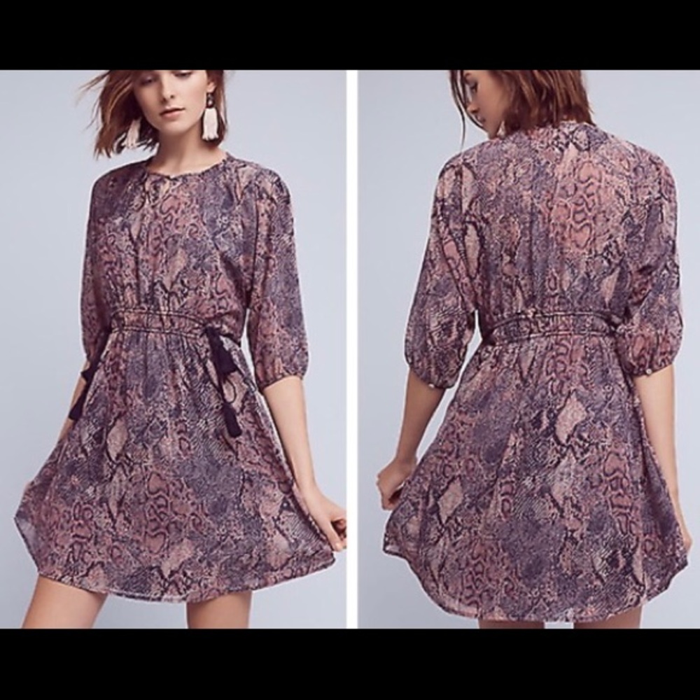 Anthropologie Zharah Peasant Dress by floreat Purple Motif XS